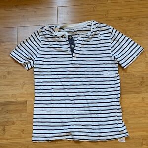 GAP Navy and White Striped Henley